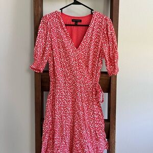 Banana Republic Floral Red Wrap Dress